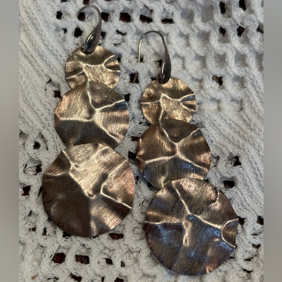 Vintage Itaor Italian Made Solid 9.25 Beveled Silver 3 Tier Drop Earrings - Picture 6 of 6